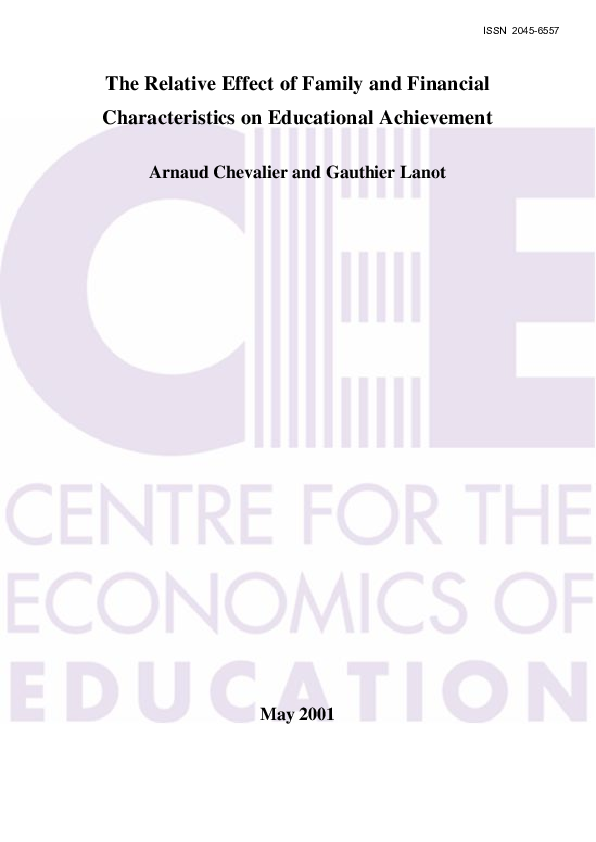 (PDF) The relative effect of family and financial characteristics on ...