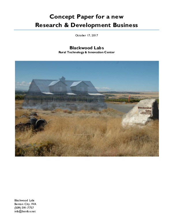 (PDF) Blackwood Labs Rural Technology & Innovation Center Ben Fox