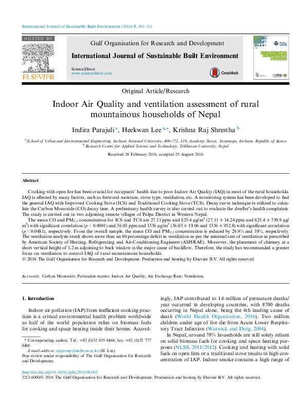 (PDF) Indoor Air Quality and ventilation assessment of rural ...