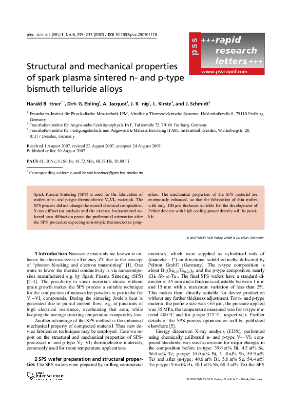 (PDF) Structural and mechanical properties of spark plasma sintered n ...