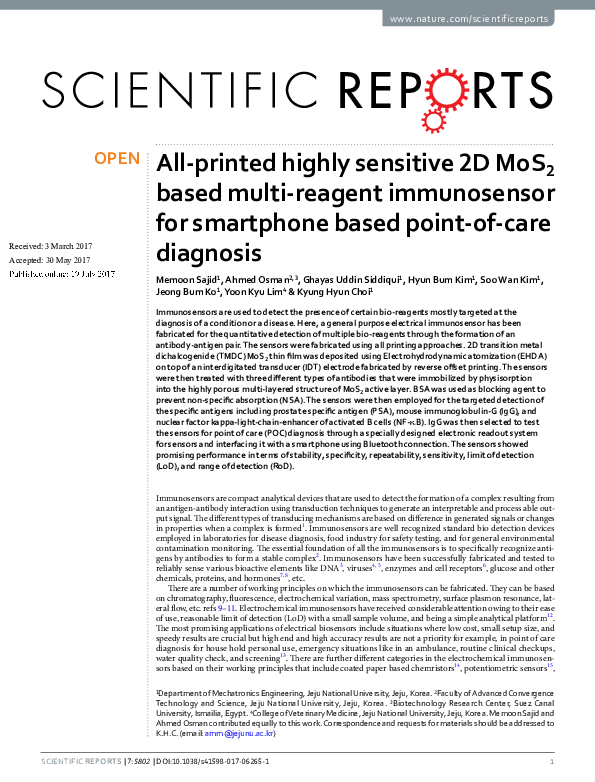 (PDF) All-printed highly sensitive 2D MoS 2 based multi-reagent ...