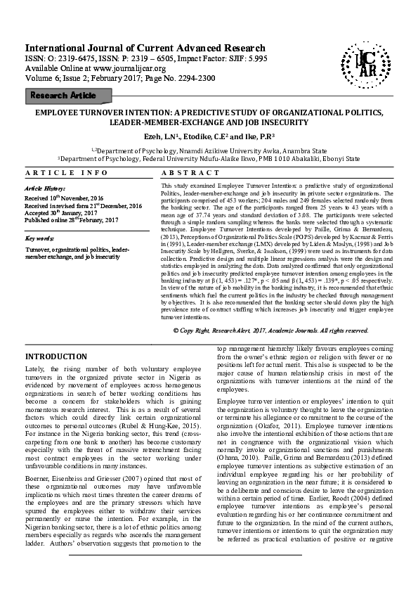 Job satisfaction, employee turnover picture