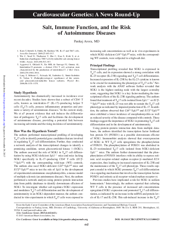 (PDF) Salt, Immune Function, and the Risk of Autoimmune Diseases