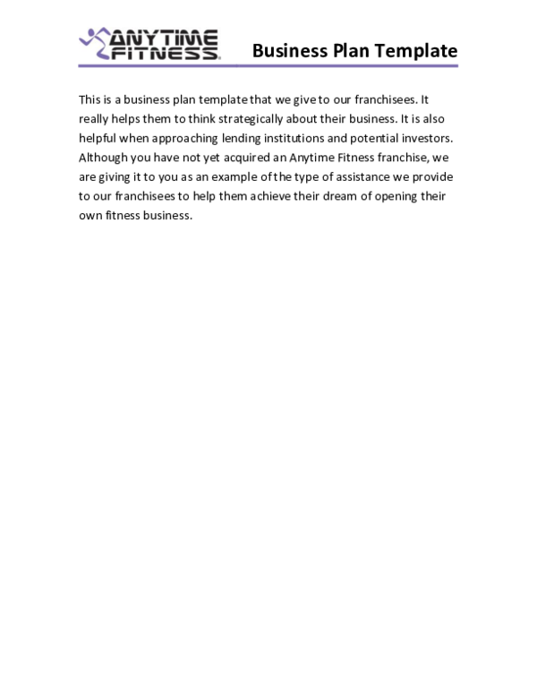 Anytime fitness business plan template image