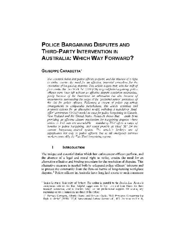 (PDF) Police Bargaining Disputes and Third-party Intervention in ...
