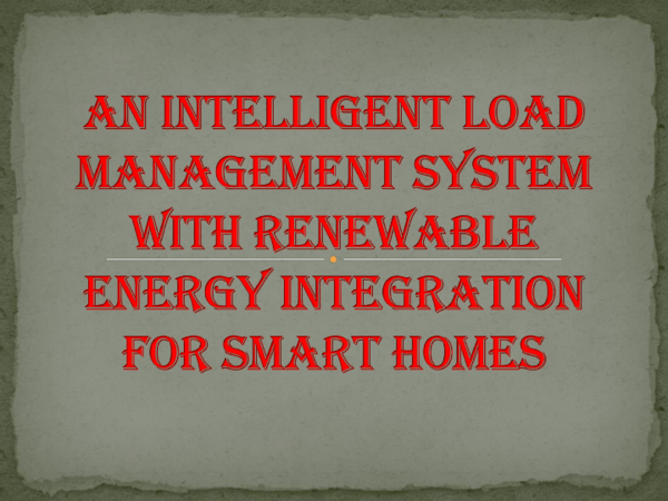 (PPT) An Intelligent Load Management System With Renewable Energy