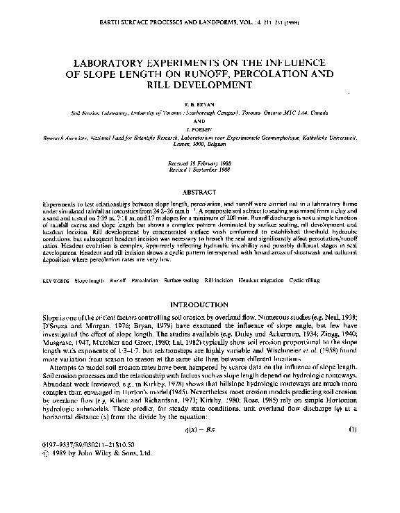 (PDF) Laboratory experiments on the influence of slope length on runoff ...