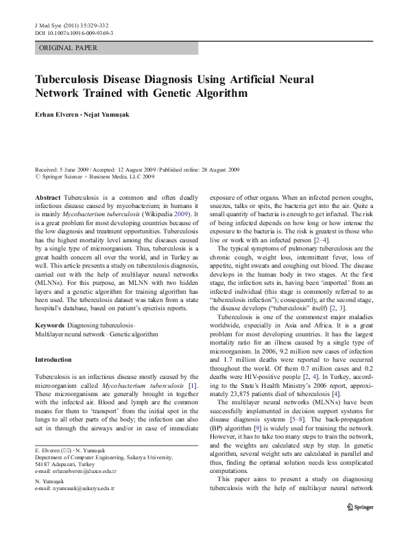 (PDF) Tuberculosis disease diagnosis using artificial neural network ...