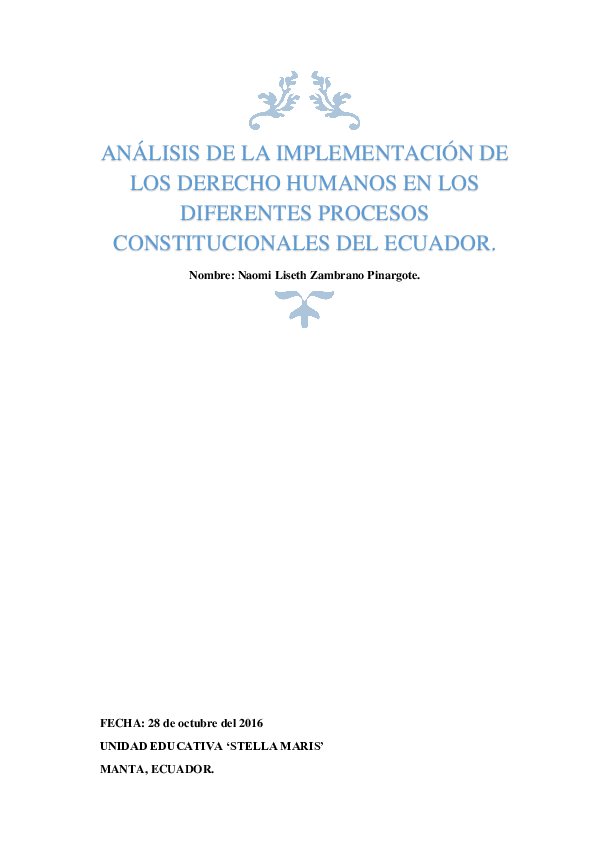Doc Los Derechos Humanos En Las Constituciones Del Ecuador Doc Los Derechos Humanos En Las Constituciones Del Ecuador