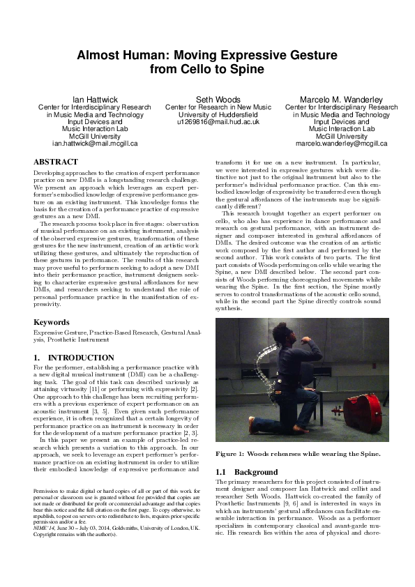 (PDF) Almost Human: Moving Expressive Gesture from Cello to Spine