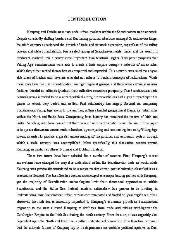 The Scandinavian Trade Network in the Early Viking Age: Kaupang and Dublin in Context