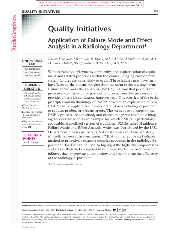 (PDF) QUALITY INITIATIVES Quality Initiatives Application of Failure