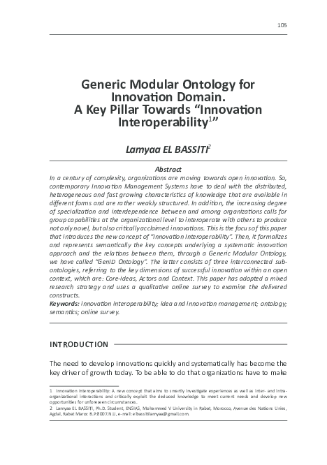 (PDF) Generic Modular Ontology for Innovation Domain. A Key Pillar ...