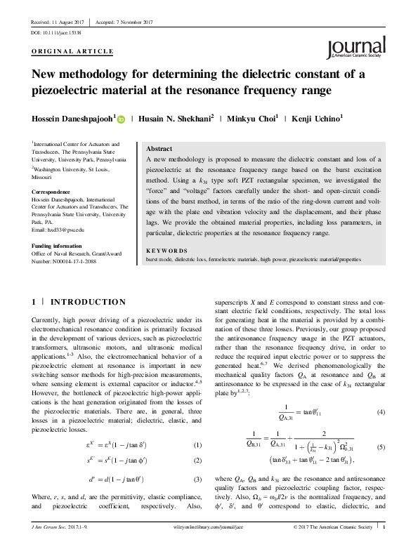 (PDF) New methodology for determining the dielectric constant of a