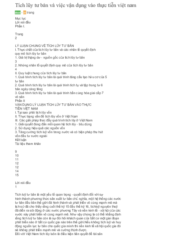 First page of “Tich luy tư bản va việc vận dụng vao thực tiễn việt nam”