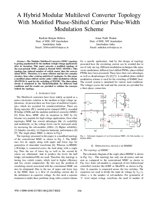 (PDF) A Hybrid Modular Multilevel Converter Topology With Modified ...