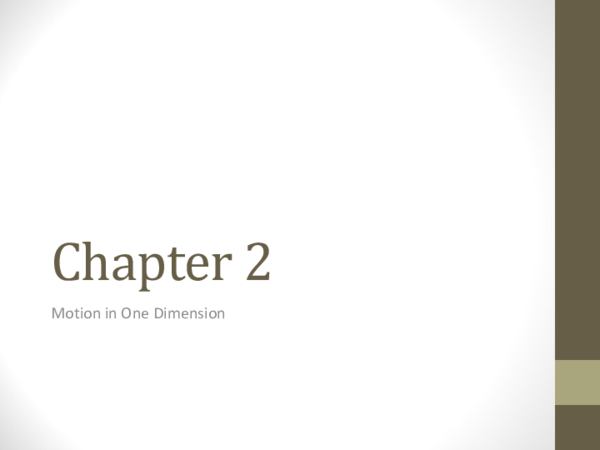 (PDF) Chapter 2 Motion in One Dimension