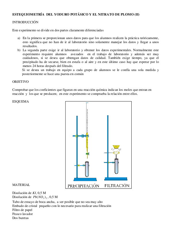(PDF) ESTEQUIOMETRÍA DEL YODURO POTÁSICO Y EL NITRATO DE PLOMO (II