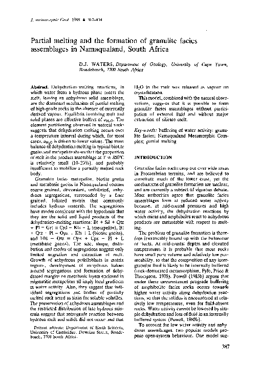 (PDF) Partial melting and the formation of granulite facies assemblages ...