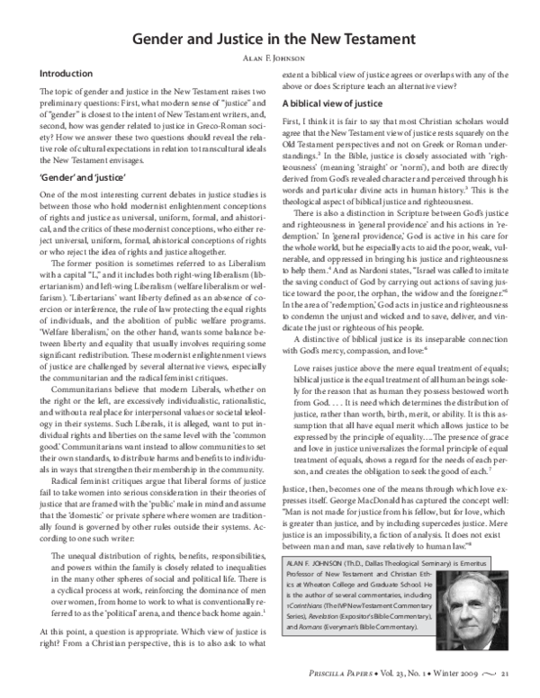 (PDF) Gender and Justice in the New Testament