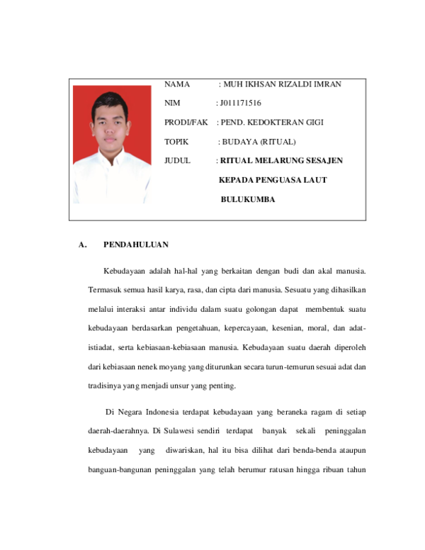 (DOC) MUh ikhsan Rizaldi (J011171516)Ritual melarung sesajen untuk ...