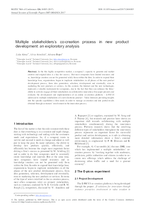 (PDF) Multiple stakeholders’s co-creation process in new product ...