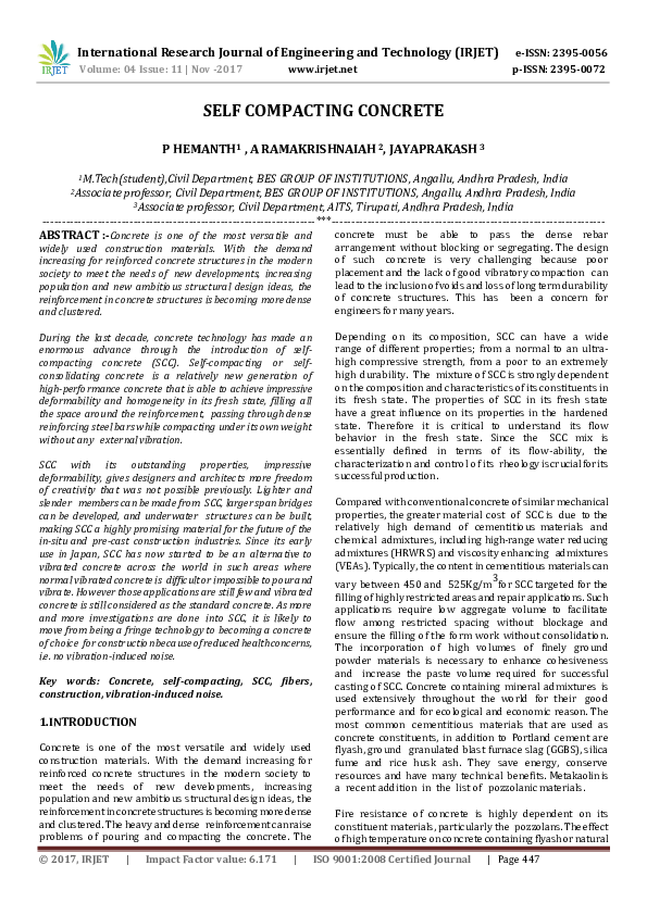 (PDF) SELF COMPACTING CONCRETE IRJET Journal Academia.edu