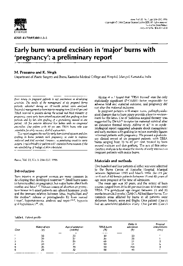 (PDF) Early burn wound excision in ‘major’ burns with ‘pregnancy’ a
