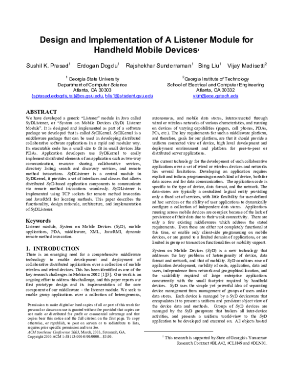 (PDF) Design and Implementation of a listener module for handheld ...