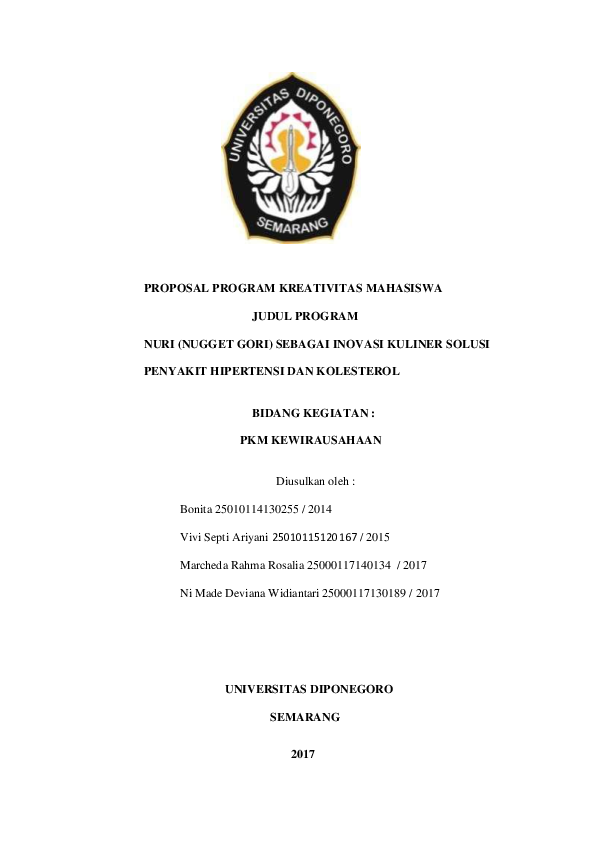(DOC) PROPOSAL PROGRAM KREATIVITAS MAHASISWA JUDUL PROGRAM NURI (NUGGET ...