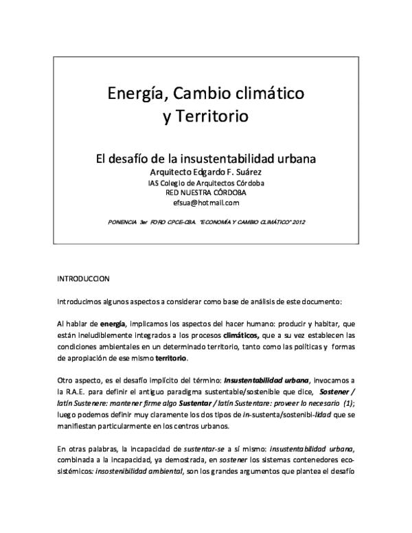 (PDF) Energía, Cambio climático y Territorio El desafío de la ...
