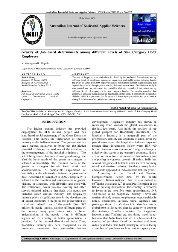 (PDF) Australian Journal of Basic and Applied Sciences Gravity of Job ...