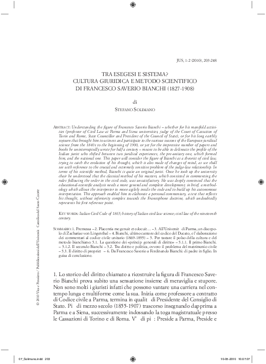 (PDF) TRA ESEGESI E SISTEMA? CULTURA GIURIDICA E METODO SCIENTIFICO DI
