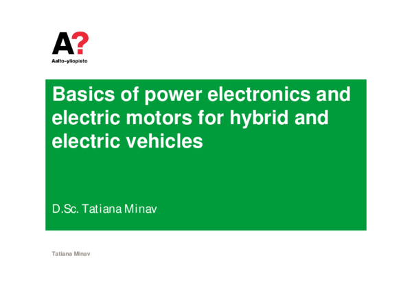 (PDF) Basics of power electronics and electric motors for hybrid and ...