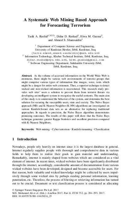 (PDF) A Systematic Web Mining Based Approach for Forecasting Terrorism