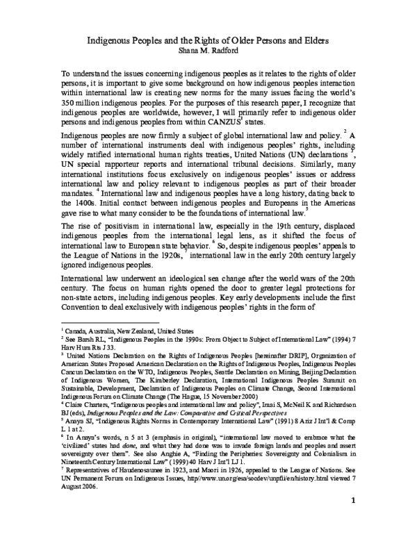 (PDF) Indigenous Peoples and the Convention on the Rights of Older Persons