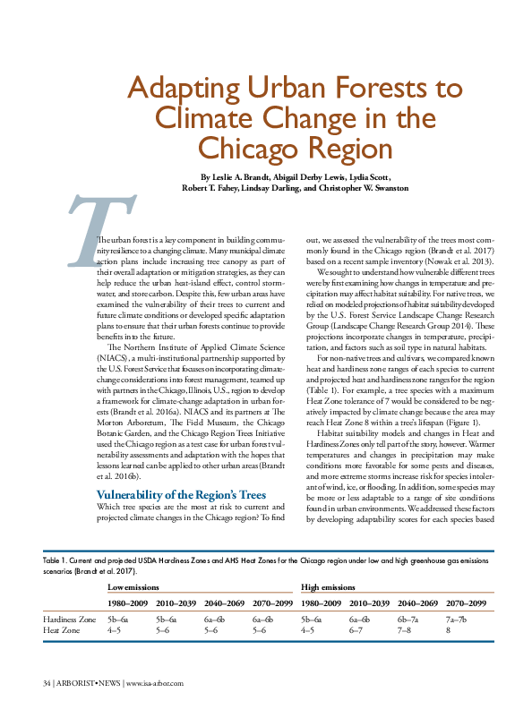 (PDF) Adapting Urban Forests to Climate Change in the Chicago Region