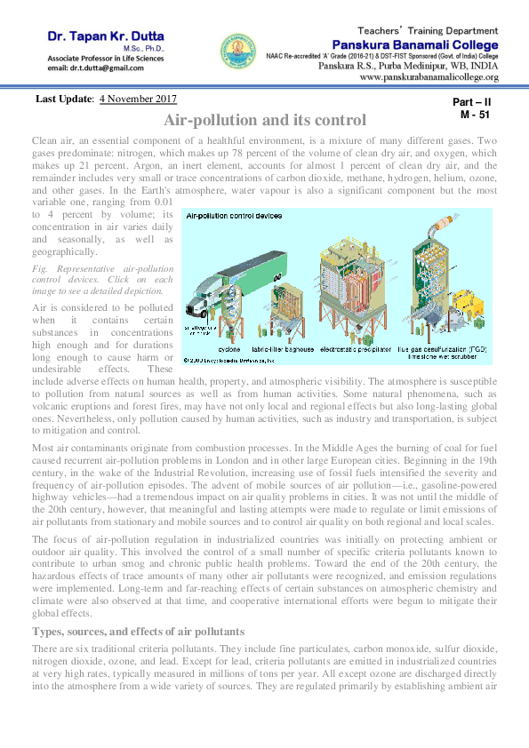 (PDF) Airpollution and its control Tapan Dutta Academia.edu