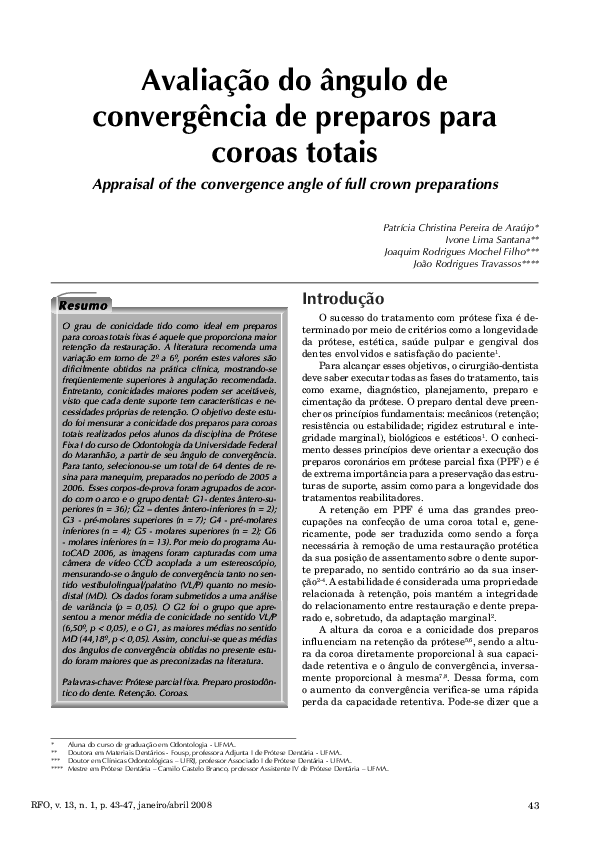  PDF Avalia o Do ngulo De Converg ncia De Preparos Para Coroas 