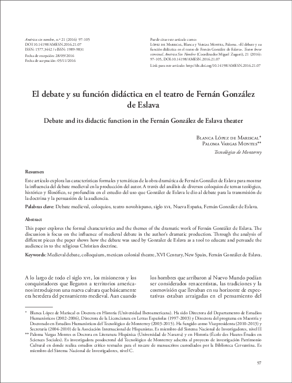 (PDF) El debate y su función didáctica en el teatro de Fernán González