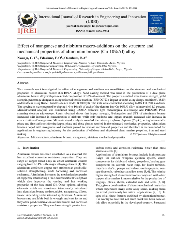 (PDF) Effect of manganese and niobium macro-additions on the structure ...
