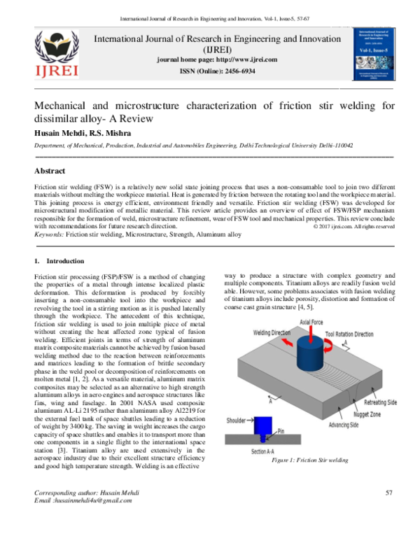 (PDF) Mechanical and microstructure characterization of friction stir ...