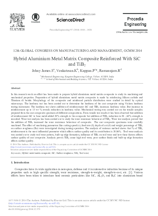 (PDF) Hybrid Aluminium Metal Matrix Composite Reinforced With SiC and TiB 2