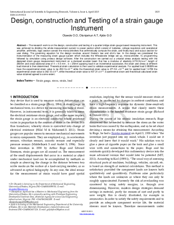 (PDF) Design, construction and Testing of a strain gauge Instrument