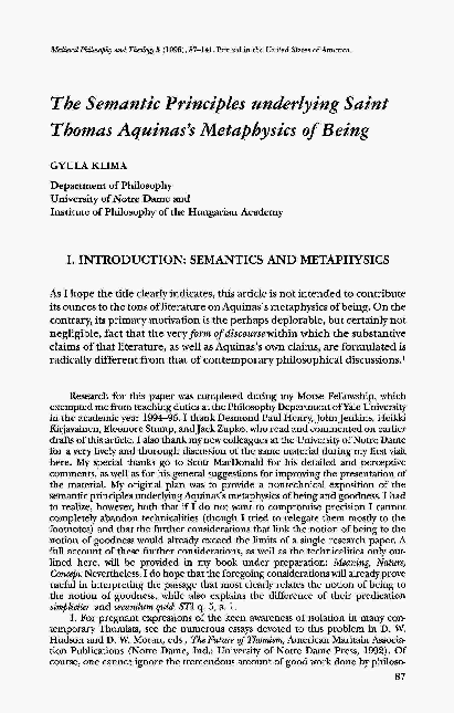 (PDF) The Semantic Principles ~lnderlying Saint Thomas Aqzlinas's ...
