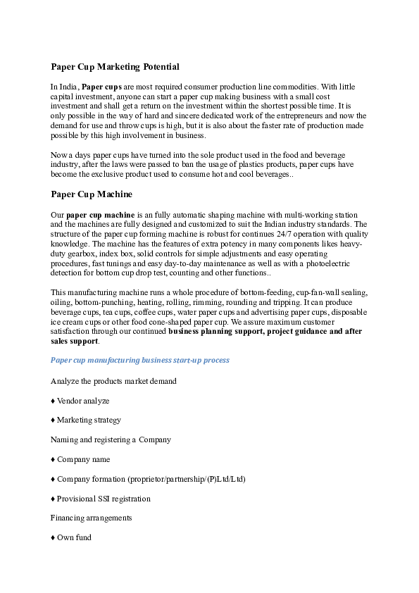(DOC) Paper Cup Marketing Potential JRS Enterprise Academia.edu
