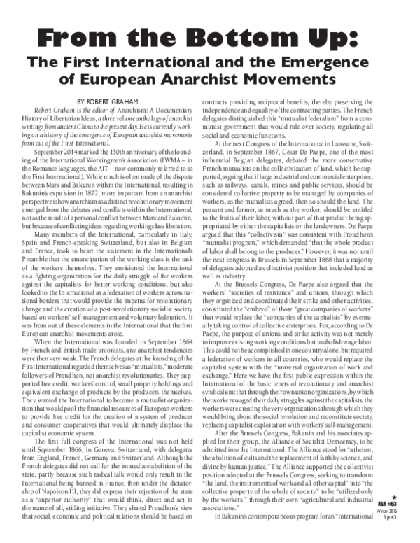(PDF) From the Bottom Up - The First International and the Emergence of ...