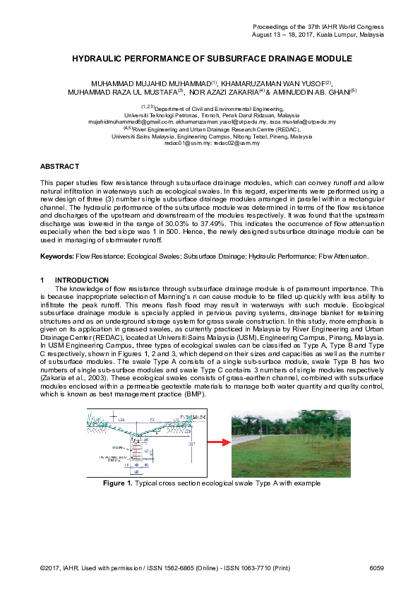 (PDF) HYDRAULIC PERFORMANCE OF SUBSURFACE DRAINAGE MODULE