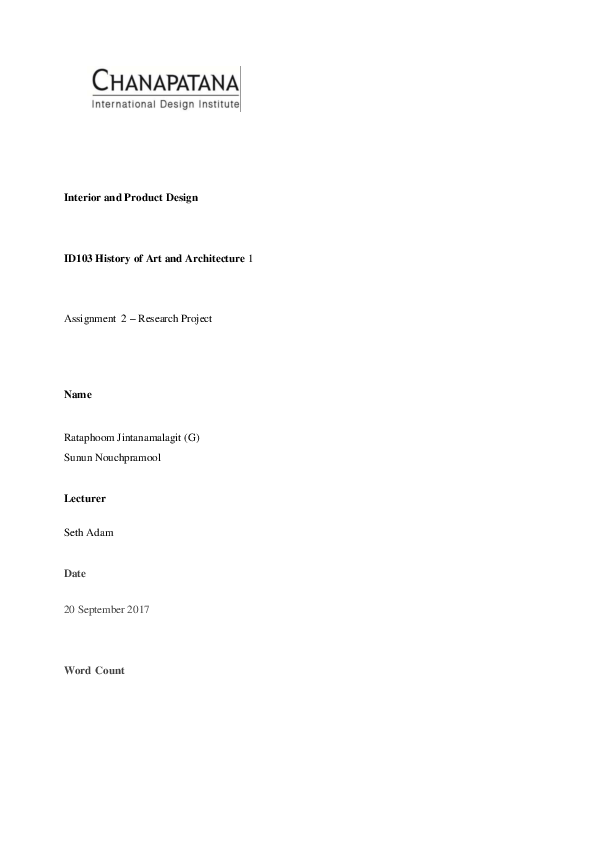 (DOC) Interior and Product Design ID103 History of Art and Architecture ...