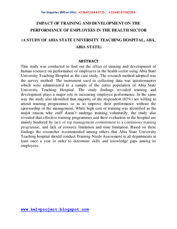 (DOC) IMPACT OF TRAINING AND DEVELOPMENT ON THE PERFORMANCE OF ...
